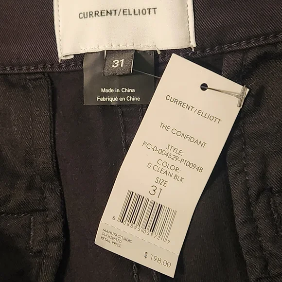 Current/Elliott Black The Confidant Cropped Chino Pants Size 31 NWT - Picture 11 of 12